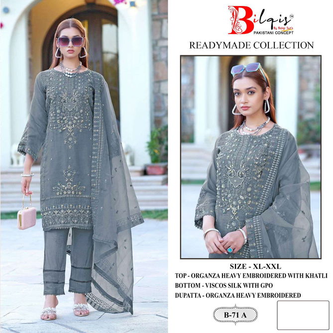 B 71 A To D Bilqis Organza Pakistani Readymade Suits Suppliers In India
